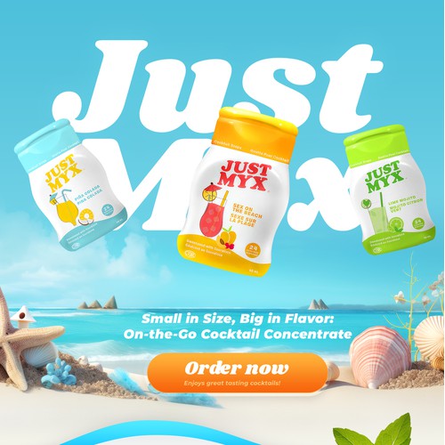 For JustMix, a cocktail concentrate mix, I focused on selling the product's effects rather than targeting specific customers. Through extensive research, I developed the "mood infusions" concept, promoting instant mood changes from a sip of JustMix cocktails. The design appeals to middle-aged females looking to unwind after a long day. As the lead designer and developer, I executed the concept to reflect a soothing, transformative experience. Visit: justmyx.ca. JustMyx